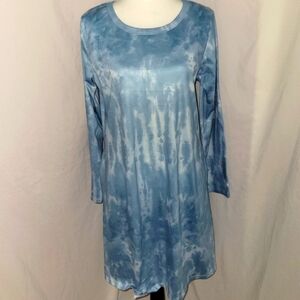 70's Tied Dyed Dress With Long Sleeves L